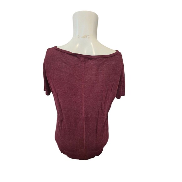 Rag and bone Slub Linen Tee Linen Tshirt Boat Neck Burgundy Sz S - Picture 3 of 4